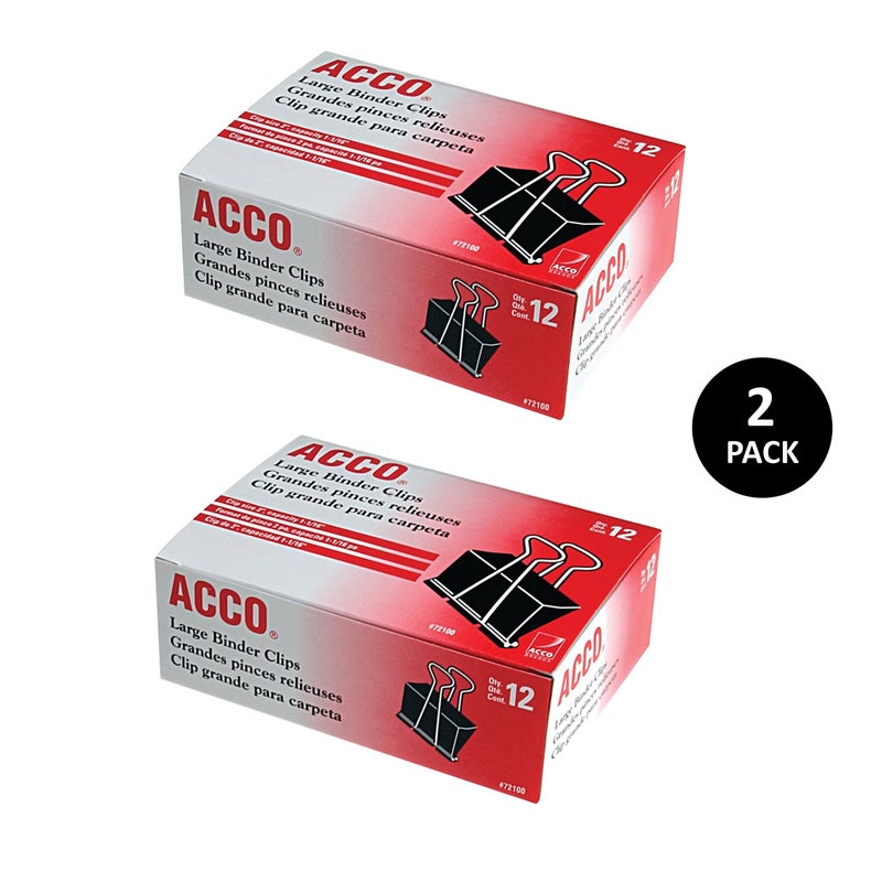 ACCO Brands ACCO Binder Clips, Large, 2 Boxes, 12 Clips/Box (72102) - Image 2